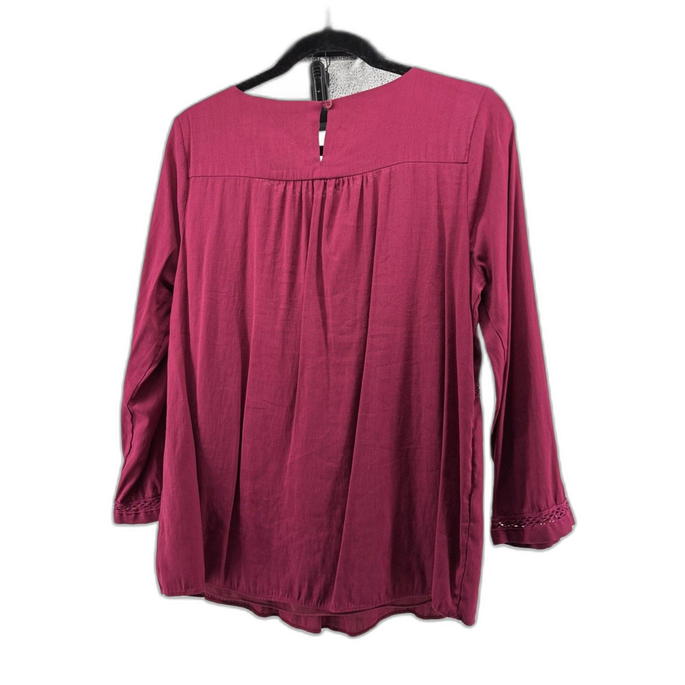 Skies Are Blue Pink Pintuck Eyelet Trim Top M anthropologie - Picture 5 of 5